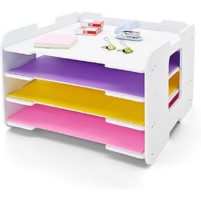 12x12 Paper Storage Organizer - 6 Tier File Scrapbook Paper Storage Organizer for Office, Classroom, and Home - Stackable Construction Paper Holder and Desktop File Sorter Paper Organizer