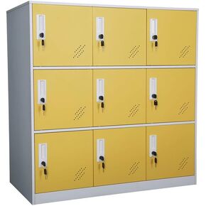 MECOLOR Living Room Organizers and Storage Small Metal Storage Cabinet with Lock for Toy and Cloth and self Belonging Storage (Yellow, 9D)
