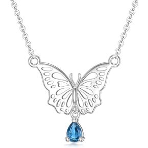 BETHZA 14K Yellow Gold Diamond Butterfly Necklace for Women 0.05CT Real Diamonds Gold Dainty Butterfly Dainty Pendant with Mother of Pearl Shell Jewelry Gift for Her