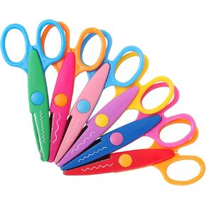 السيد Pen- Craft Scissors حافة زخرفية، 6 عبوات، لون أبيض وباستيل، مقص حرفي، مقص متعرج، مقص زخرفي، مقص سجل القصاصات، مقص فاخر للصياغة، مقص الأنماط