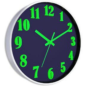 Wall Clock, Glow in Dark Wall Clock,12 Inch Wall Clock Battery Operated, 3D Numbers Night Light Wall Clock, Silent Non-Ticking Wall clocks for Living Room Kitchen Office Bedroom