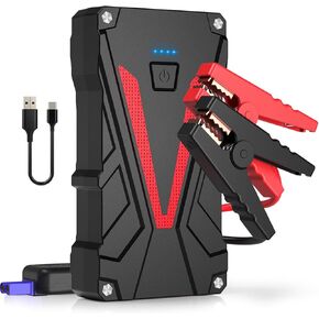 Car Battery Jump Starter 2500A 13800mAh Jump Box (8.0L Gas/7.0L Diesel) Portable Car Jump Starter Battery Pack 12V Lithium Car Battery Jumper Starter with German Jumper Cables, Fast Charge, Compact