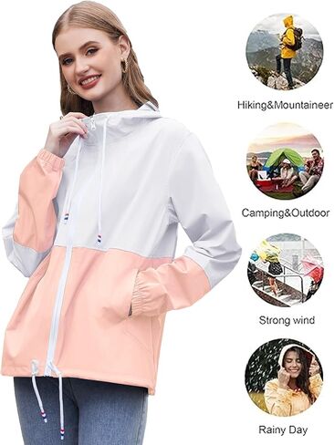 SoTeer Women's Waterproof Raincoat Outdoor Hooded Rain Jacket Windbreaker S-XXXL in Saudi Arabia