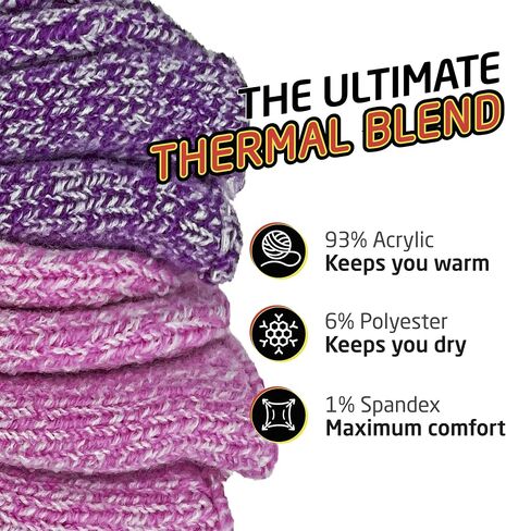 HOT FEET Boys and Girls 2 Pack Heavy Thermal Socks - Traps in Warmth - Thick Insulated Crew for Hiking and Cold Weather in Kuwait