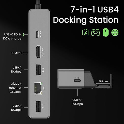 BenQ beCreatus 13-in-1 USB C Hybrid Dock | Gaming Dock HDMI 2.1 | Dual Source Switch | 4K60Hz on 3 monitors (Up to 8K60/4K120Hz) | HDR | Dolby | 100W Charging | Windows/Mac/PS5/Xbox/Steam Deck(DP1310) in Kuwait
