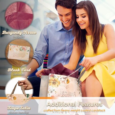 حقيبة هدايا ذات مناظر طبيعية من Christian Art Gifts مع مجموعة من البطاقات والمناديل الورقية - عيد ميلاد سعيد وغيرها الكثير، منقوشة باللونين الأسود والأزرق الداكن، مقاس كبير in Kuwait