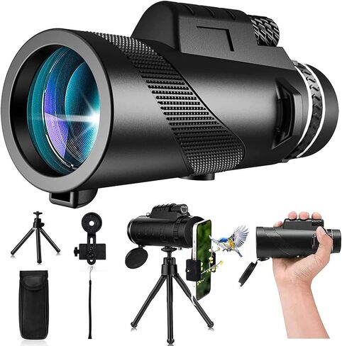 PhysioPhyx 80x100 Monocular-Telescope High Powered Monocular for Adults Monocular for Smartphone Adapter, Hunting Wildlife Bird Watching Travel Camping Hiking in Kuwait