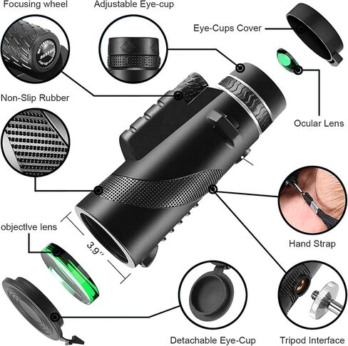 PhysioPhyx 80x100 Monocular-Telescope High Powered Monocular for Adults Monocular for Smartphone Adapter, Hunting Wildlife Bird Watching Travel Camping Hiking in Kuwait