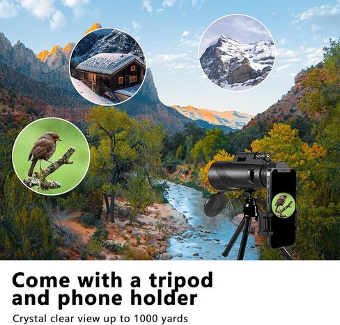 PhysioPhyx 80x100 Monocular-Telescope High Powered Monocular for Adults Monocular for Smartphone Adapter, Hunting Wildlife Bird Watching Travel Camping Hiking in Kuwait