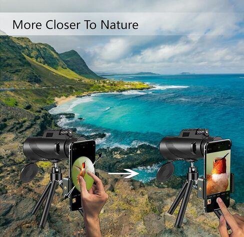 PhysioPhyx 80x100 Monocular-Telescope High Powered Monocular for Adults Monocular for Smartphone Adapter, Hunting Wildlife Bird Watching Travel Camping Hiking in Kuwait
