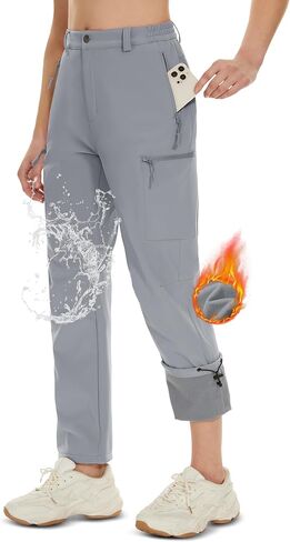 MAGCOMSEN Women's Fleece Lined Snow Ski Pants Waterproof Insulated Winter Hiking Pants Softshell Snowboard Pants in Kuwait