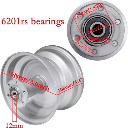 حافة عجلة مقاس 6 بوصات لدراجة كولمان CT100U CC100X 98cc الصغيرة (فضية، حافة أمامية) in Kuwait