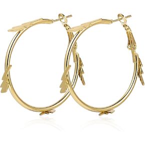 Halloween Punk Exaggerated Lightning Thunder Weather Bolt Dangle Hanging Earrings for Women Girls Lightweight Statement Jewelry