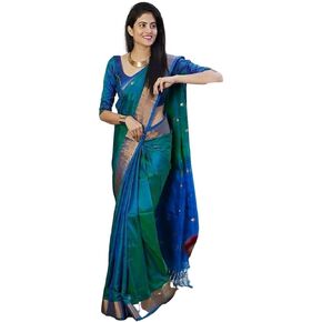 Women's Kanjivaram Soft Silk Saree With Blouse Piece 6.3metres