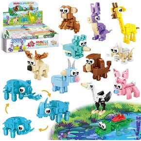 Party Favors for Kids - 24 Pack 72 Kinds of Animals Building Block Toy Stocking Stuffers Classroom Prizes Goodie Bags Easter Gifts Building Set, Christmas Birthday Gift for Boys Girls Ages 6-12+