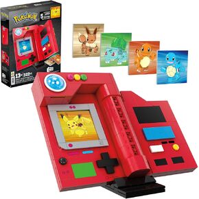 Mega Pokémon Building Toys Set, Kanto Region Pokédex with 322 Pieces, Light and 5 Lenticular Cards, for Kids or Adult Collectible