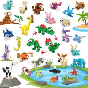 Building Sets 24 Packs Party Favors for Kids, 3 in 1, 72 Kinds of Transformable Animal Building Block Toy, Goodie Bag Stuffers, Classroom Student Prizes Christmas Birthday Gifts for Kid Age 6+