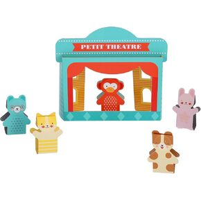 Petit Collage: Petit Friends Puppet Theatre Set | Includes 1 Double-Sided Stage, 5 Double-Sided Puppets, and 3 Accessory Sheets | Make Your Own Puppets and Stories | Great for 2-4 Players and Ages 3+