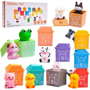 Animal Finger Puppets, Learning Toys for Toddlers, DIY Animal House Building Set, 20 Pieces Animals Toys