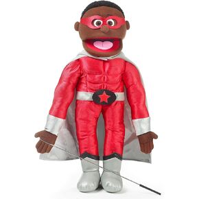 25" Superhero Boy, Black, Full Body, Ventriloquist Style Puppet