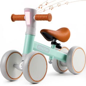 SYNCFUN LED Baby Balance Bike with Music for 1 2 Year Old Boys Girls, Balance Bike with Lights & Sounds, Educational Toys for 1 Year Old, 4 Wheels Balance Bike Toddler Toys
