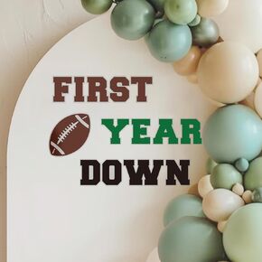 First Year Down Decal - Football First Birthday Backdrop Sign, First Year Down Decor, Boy 1st Birthday Party Decorations
