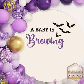 A Baby is Brewing Decal Sign - Purple Halloween Baby Shower Decorations, Witch Baby Shower Gender Reveal Party Decorations