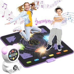 Dance Mat for Kids, Rechargeable Dance Mats for Girls and Boys, Light-up Dancing pad Game with Wireless Bluetooth, Christmas Birthday Gifts Ideas for 3 4 5 6 7 8 9 10 11 12 Year Old Kids