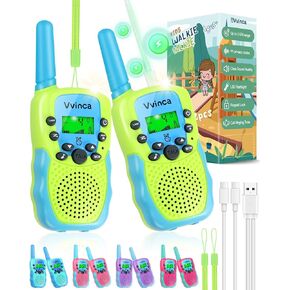 Vvinca Walkie Talkies for Kids Rechargeable Toys for Ages 5-7, Long Range 22 Channels 2 Way Kids Walkie Talkie with Flashlight for Camping Hiking Indoor Outdoor 3 4 5 6-12 Boy Girl Christmas Birthday