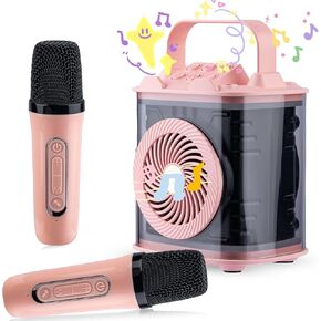 Mini Karaoke Machine for Kids Adults, Portable Bluetooth Speaker with 2 Wireless Microphones, Christmas Birthday Toys Gifts for Girls Boys 3, 4, 5, 6, 7, 8, 9,10+ Year Old Toddler Teens (Blue)