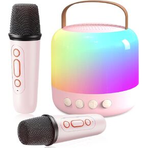 Mini Karaoke Machine for Kids, Portable Bluetooth Speaker with 2 Wireless Microphones, Birthday Toy Gifts for Girls Boys3, 4, 5, 6, 7, 8, 9, 10, 11,12 + Years Old Toddler Teens