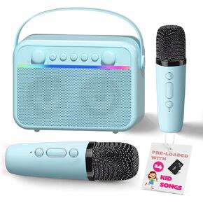 Kids Karaoke Machine Toys, Portable Bluetooth Speaker with Wireless Microphone, Stereo Sound Enhanced Bass, Kids Christmas Birthday Gifts for Girls Boys Ages 2,3,4,5,6,7,8,9,10,11,12 +Year Old