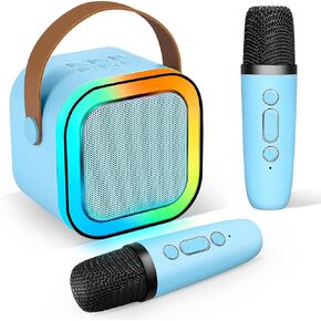 Mini Karaoke Machine,Portable Karaoke Machine with 2 Wireless Microphones,4-12 Years Old Girls Birthday Gift for Childrens,Home Party(Pink)