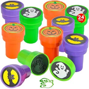 ArtCreativity Halloween Stampers for Kids, Pack of 24 Assorted Pre-Inked Stampers, Best for Halloween Party Favors, Goodie Bag Fillers, Non-Candy Halloween Treats, Trick or Treat Supplies
