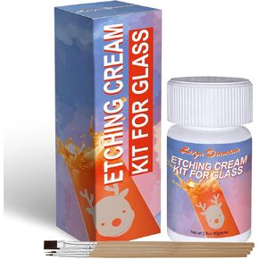 Etching Cream Kit for Glass, Etching Paste for Glass Kit, DIY Art Craft Supplies Create Permanently Etched Designs -2.82 OZ Net Weight