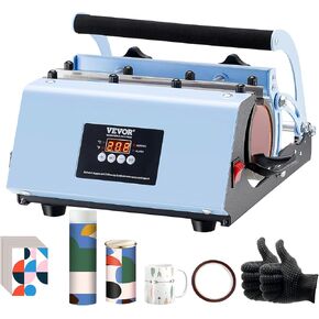VEVOR Heat Press Machine, 5 in 1 Heat Transfer Machine with 30 oz Tumbler Press, 12 x 15 inch, 360° Swing Away T-Shirt Pressing, Digital Precise Control, for T-Shirts/Mugs/Hats/Plates, Pink
