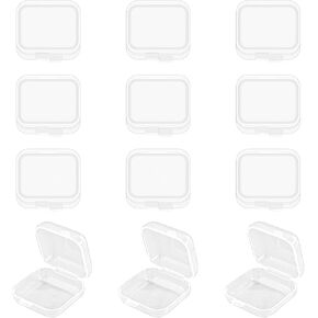 Mini Clear Plastic Box, 12 Pcs Mini Square Storage Containers Box with Hinged Lid, Plastic Mini Clear Jewelry Box Organizer, Clear Earplugs Storage Box for Tiny Bead Jewelry Makeup Craft Project in Saudi Arabia