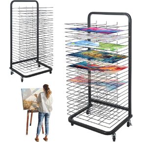 25 Removable Shelves, Art Drying Rack for Classroom,Art Storage Rack,Drying Rack Art,Art Canvas Storage,Art Rack,Painting Drying Rack,Mobile, Sturdy Metal,Sizes 32.22 x 14.6 x 17.3 inch