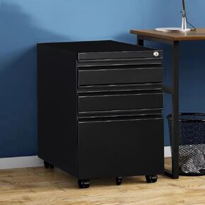 Panana 3 Drawers Filing Cabinets, Mobile File Metal Cabinet Under Desk Drawers on Casters Rolling Office Cabinet for Home Office Furniture, Fully Assembled (White)