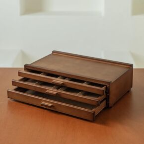 MEEDEN PRO Wood Artist Supply Storage Box - 3 Drawers Art Supply Storage Organizer - Solid Beech Wood Art Tool Box - Portable Storage Box for Pastels Pencils Brushes in Kuwait