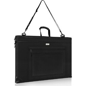 JusArt Art Portfolio Bag, 24x36 Light Weight Portfolio Folder Case with Adjustable Shoulder Strap, Leather Corners, Waterproof Carrying Storage Case for Artwork, Poster, Sketching, Drawing ﻿