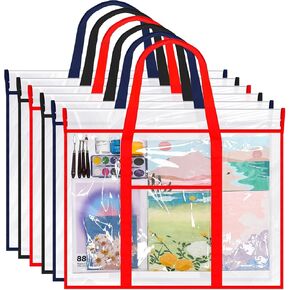 6 Pack Large Poster Storage Bag 29 x 31 Inch Art Portfolio Bag Bulletin Board Holder PVC Art Portfolio Case Transparent Art Organizer Portfolio Folder Chart Container for Teacher Paper