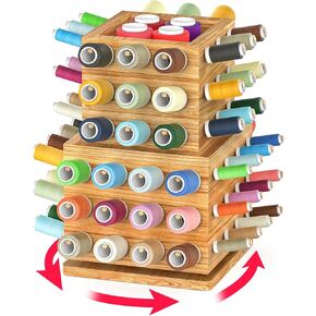 84 Spools Thread Holder, 360° Rotating Sewing and Embroidery Thread Organizer, Wooden Thread Storage Rack for Quilting Sewing and Embroidering