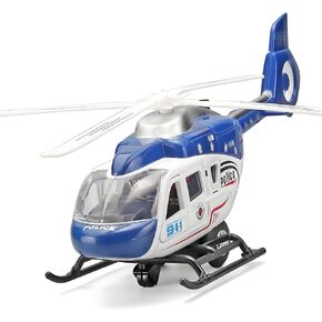 Kids Helicopter Toy Diecast Military Helicopter Model Kit,Pull Back Toy Helicopter with Lights and Sound,Toy Airplane with Rotatable Propeller,Helicopter Toys for Boys Age 4-7（Blue）
