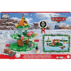 Mattel Disney and Pixar Cars Minis 2024 Advent Calendar with 24 Pieces, Surprises Include 4 Toy Mini Cars, Stackable Track & Storytelling Accessories