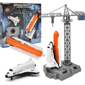 Gift Boutique - NASA Space Shuttle Launch Playset Toy for Kids, Pretend Play 2 in 1 Rocket Ship Set Spring Loaded Space Launcher & Friction Powered Spaceship for Kids