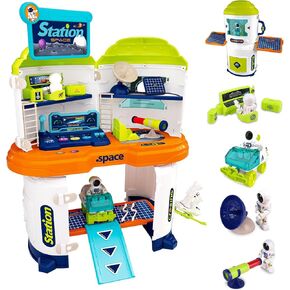 Gifts2U Space Toys for Kids,2 in 1 Space Station Rocket Ship Playset with 2 Astronauts,1 Planet Exploration Vehicle, Educational STEM Outer Spaceship Building Set for 3 4 5 6 7 8 Year Old Boy Girl