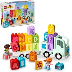 LEGO DUPLO Town Alphabet Truck Toy, Construction Toy for Kids Aged 2 and Up, ABC Learning Vehicle with a Trailer Carrying Alphabet Bricks with Boy and Girl Figures, Toddler Educational Toy, 10421