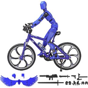 (Assembly Completed) T13 Action Figures, 6.3 Inch Big Dummy 13 Mountain Mini Bike Model with Multi-Jointed Movable Lucky 13 Robot Toys Set(Red)