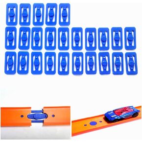 K TOMOTO Racetrack Connectors Set of 25, Compatible with Hotwheels Track | Straight Track Race Track Connectors Replacements(Blue)